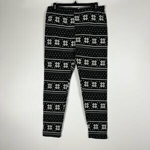 Time and Tru Junior Women's Poinsettia Christmas Holiday Fairisle Leggings XL